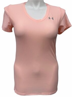 Under Armour HeatGear Light Coral V-Neck Athletic Tee Women’s Medium NWOT